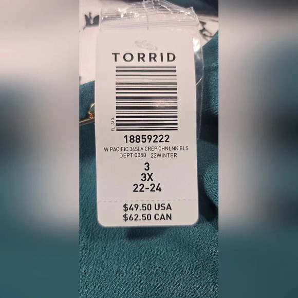 Torrid Women's Green Tunic Blouse Split V-Neck Curve Size 3 (3XL) NWT - Picture 8 of 12